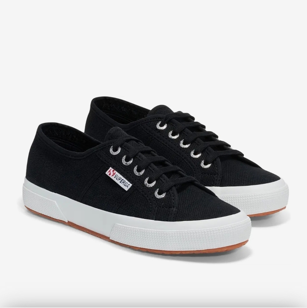 SUPERGA Classic black canvas 3 strap sneaker